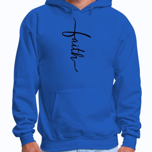 Mens Graphic Hoodie Faith Script Cross Black Illustration