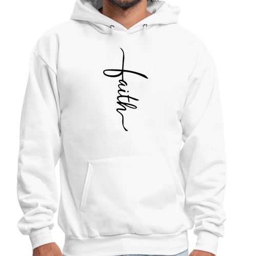 Mens Graphic Hoodie Faith Script Cross Black Illustration