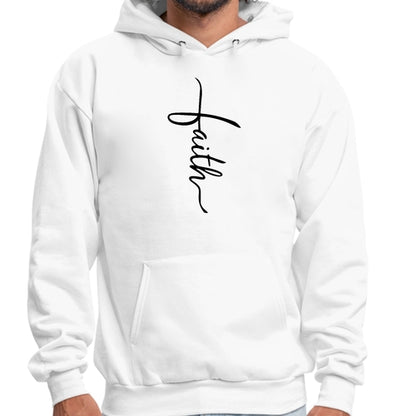 Mens Graphic Hoodie Faith Script Cross Black Illustration