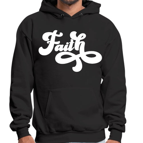 Mens Graphic Hoodie Faith Script Illustration