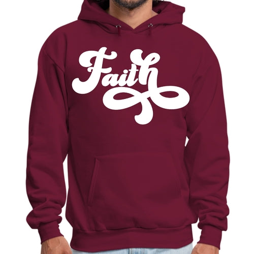Mens Graphic Hoodie Faith Script Illustration