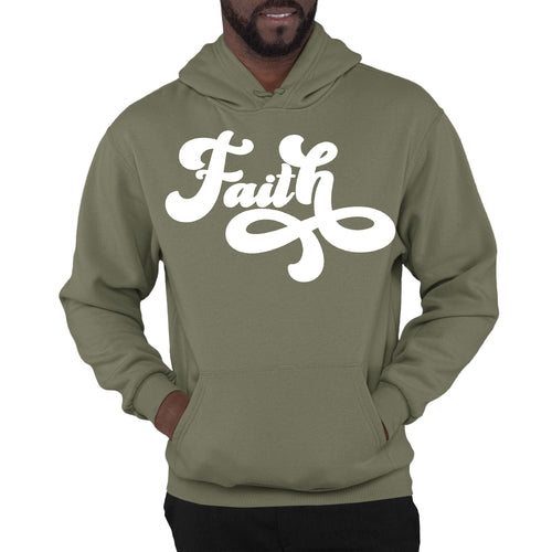 Mens Graphic Hoodie Faith Script Illustration