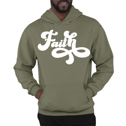 Mens Graphic Hoodie Faith Script Illustration
