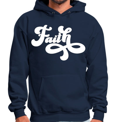 Mens Graphic Hoodie Faith Script Illustration
