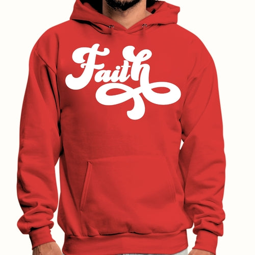 Mens Graphic Hoodie Faith Script Illustration