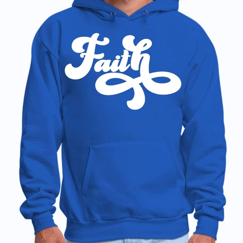 Mens Graphic Hoodie Faith Script Illustration
