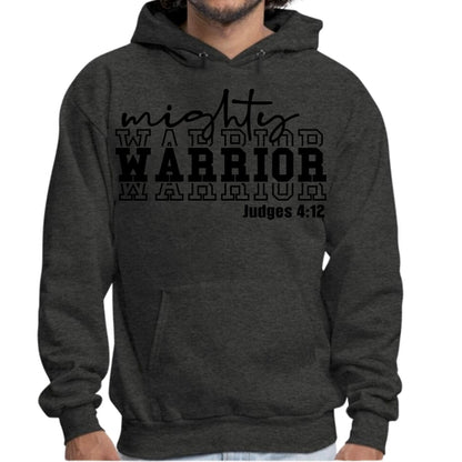 Mens Graphic Hoodie Mighty Warrior Black Illustration