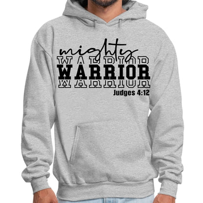 Mens Graphic Hoodie Mighty Warrior Black Illustration