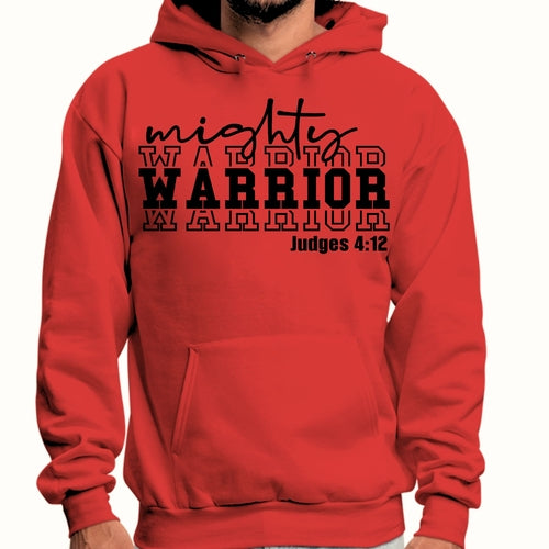 Mens Graphic Hoodie Mighty Warrior Black Illustration