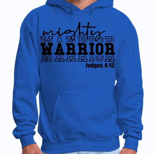 Mens Graphic Hoodie Mighty Warrior Black Illustration