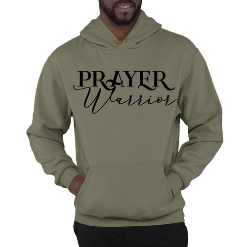Mens Graphic Hoodie Prayer Warrior Script Style Illustration Black