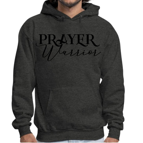 Mens Graphic Hoodie Prayer Warrior Script Style Illustration Black