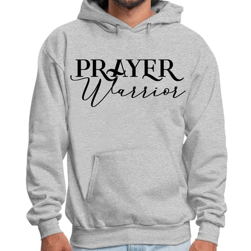 Mens Graphic Hoodie Prayer Warrior Script Style Illustration Black