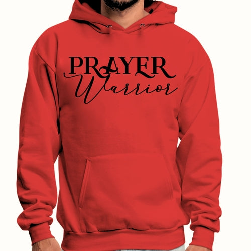 Mens Graphic Hoodie Prayer Warrior Script Style Illustration Black