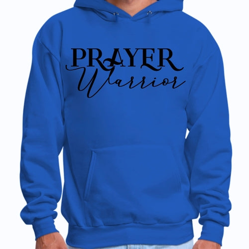 Mens Graphic Hoodie Prayer Warrior Script Style Illustration Black