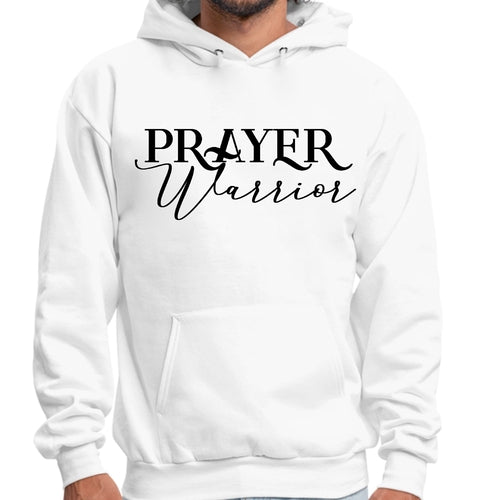 Mens Graphic Hoodie Prayer Warrior Script Style Illustration Black