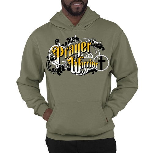 Mens Graphic Hoodie Prayer Warrior Victorian Style Illustration