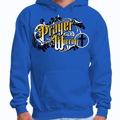 Mens Graphic Hoodie Prayer Warrior Victorian Style Illustration
