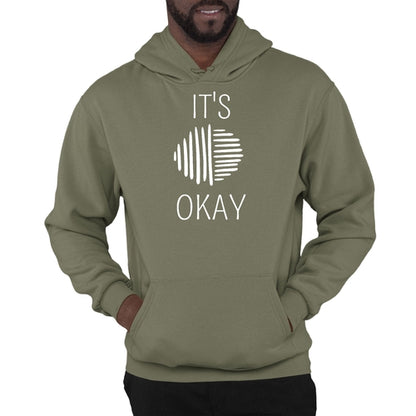 Mens Graphic Hoodie Say it Soul, its Okay, White Line Art Positive