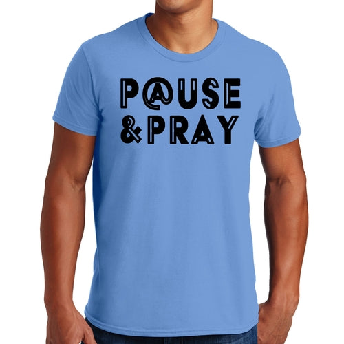 Mens Graphic T-shirt Pause and Pray Black Illustration