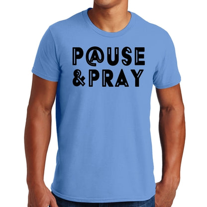 Mens Graphic T-shirt Pause and Pray Black Illustration
