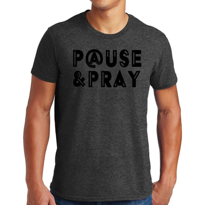 Mens Graphic T-shirt Pause and Pray Black Illustration