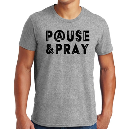 Mens Graphic T-shirt Pause and Pray Black Illustration