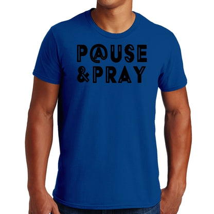 Mens Graphic T-shirt Pause and Pray Black Illustration