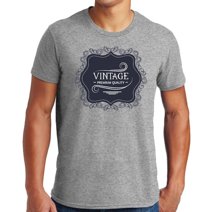 Mens Graphic T-shirt Vintage Premium Quality Black White Illustration