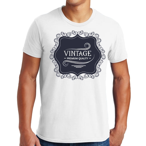 Mens Graphic T-shirt Vintage Premium Quality Black White Illustration