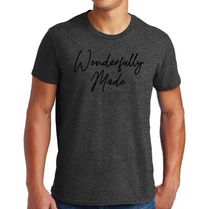 Mens Graphic T-shirt Wonderfully Made Black Illustration