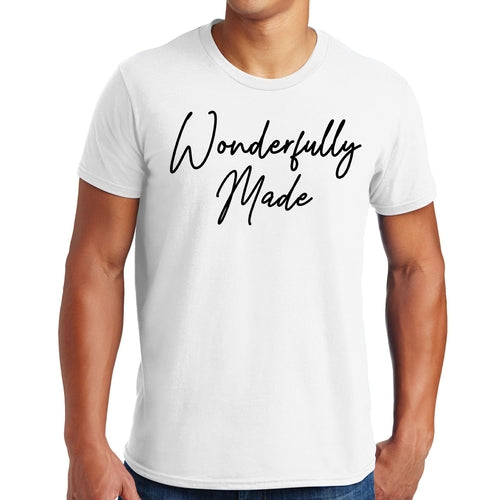 Mens Graphic T-shirt Wonderfully Made Black Illustration