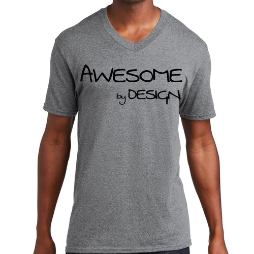 Mens Graphic V-neck T-shirt, Awesome by Design Black Print