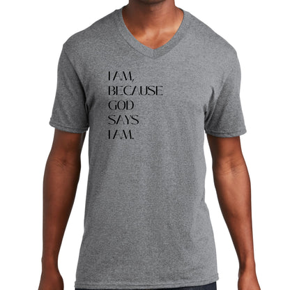 Mens Graphic V-neck T-shirt, Say it Soul, i am Because God Says i Am,