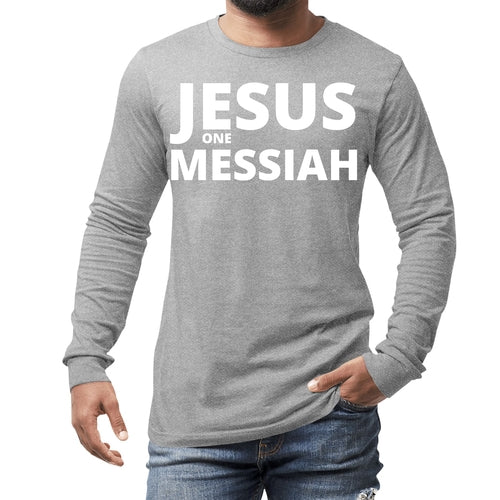 Mens Long Sleeve Graphic T-shirt, Jesus one Messiah