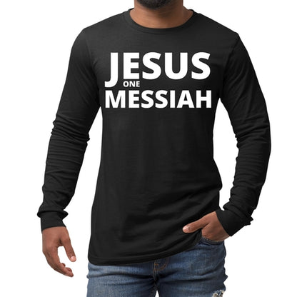 Mens Long Sleeve Graphic T-shirt, Jesus one Messiah