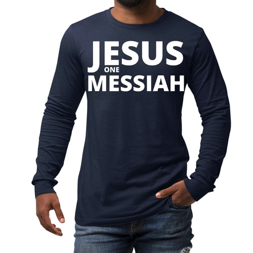 Mens Long Sleeve Graphic T-shirt, Jesus one Messiah