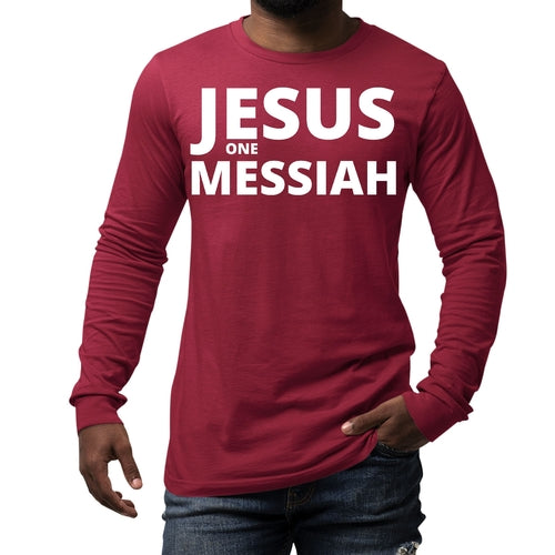 Mens Long Sleeve Graphic T-shirt, Jesus one Messiah