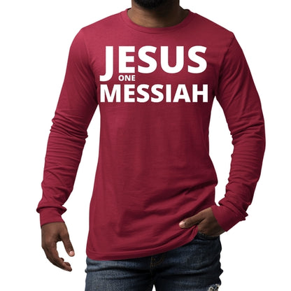 Mens Long Sleeve Graphic T-shirt, Jesus one Messiah