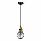Modern Vintage Industrial Black Metal Wire Cage Loft Pendant Lamp