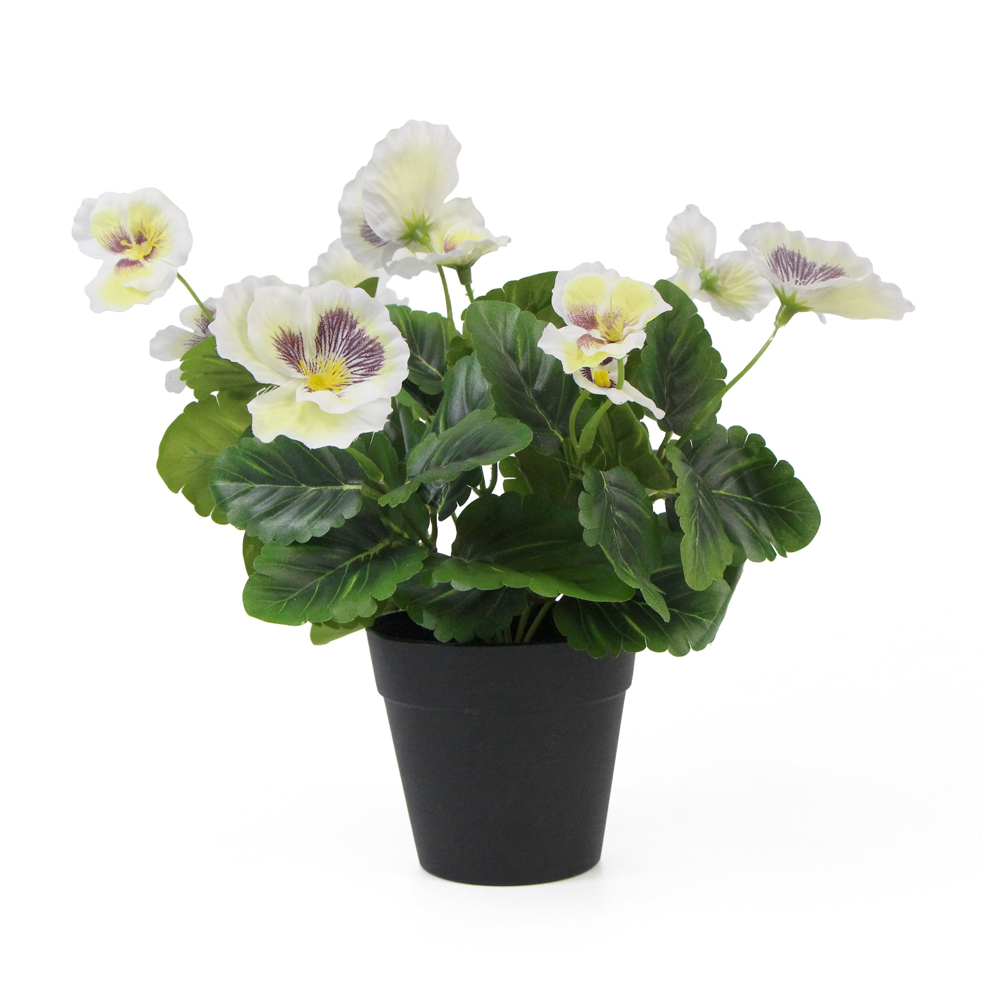 Mixed White Flowering Potted Artificial Pansy Plants 25cm Main image