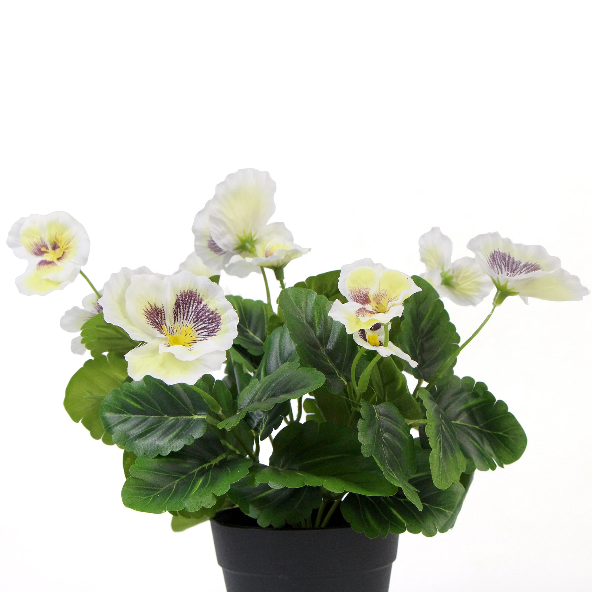 Mixed White Flowering Potted Artificial Pansy Plants 25cm Secondary image