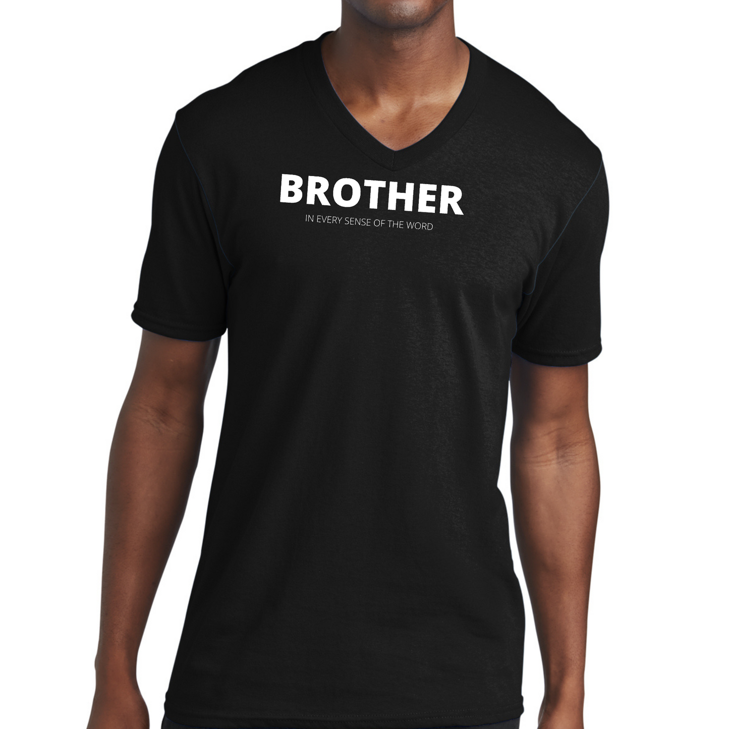 Mens Graphic V-neck T-shirt, Say it Soul, Brother (in Every Sense