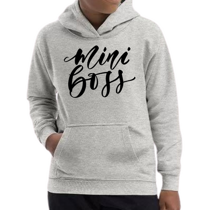 Youth Long Sleeve Hoodie Mini Boss Black Illustration