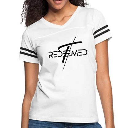 Womens Vintage Sport Graphic T-shirt, Redeemed Cross Black