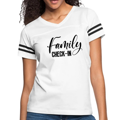 Womens Vintage Sport Graphic T-shirt, Family Check-in Illustration