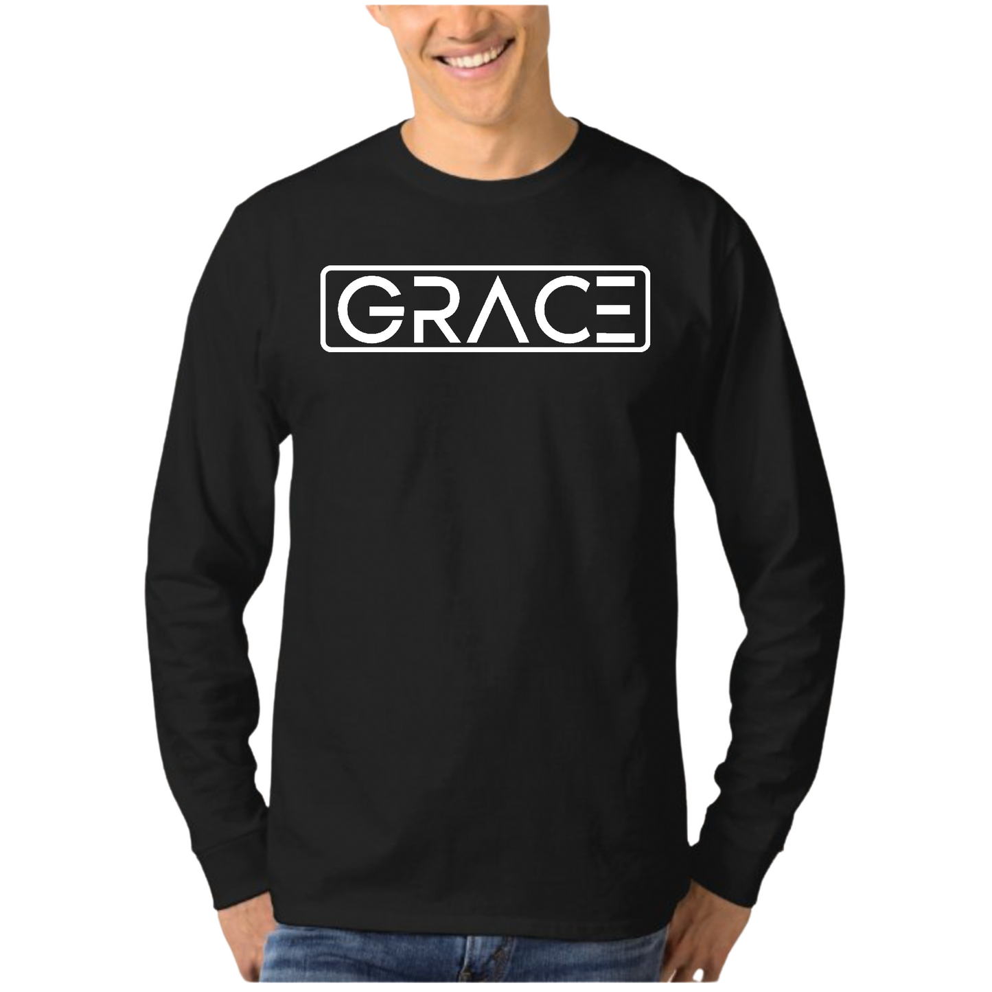 Mens Long Sleeve Graphic T-shirt, Grace