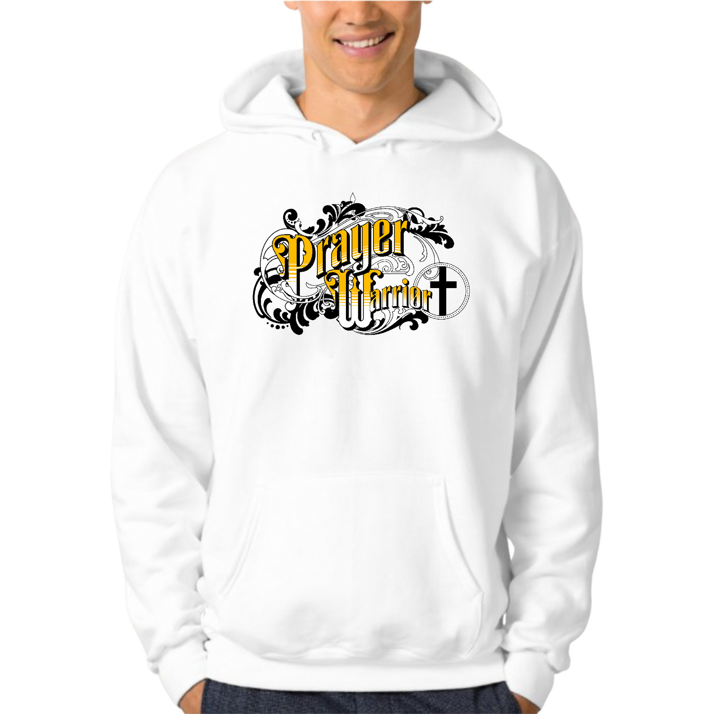 Mens Graphic Hoodie Prayer Warrior Victorian Style Illustration