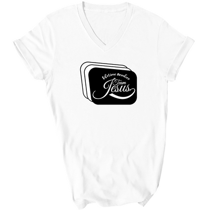 Mens Graphic V-neck T-shirt, Lifetime Member Team Jesus