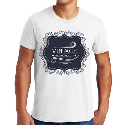 Mens Graphic T-shirt Vintage Premium Quality Black White Illustration